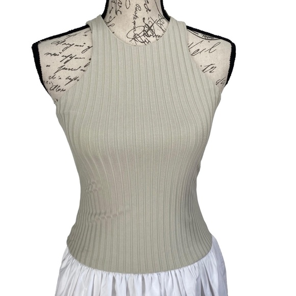 Banana Republic Ribbed Tank Drop Waist Maxi Dress Tan/White NWT - Picture 6 of 8